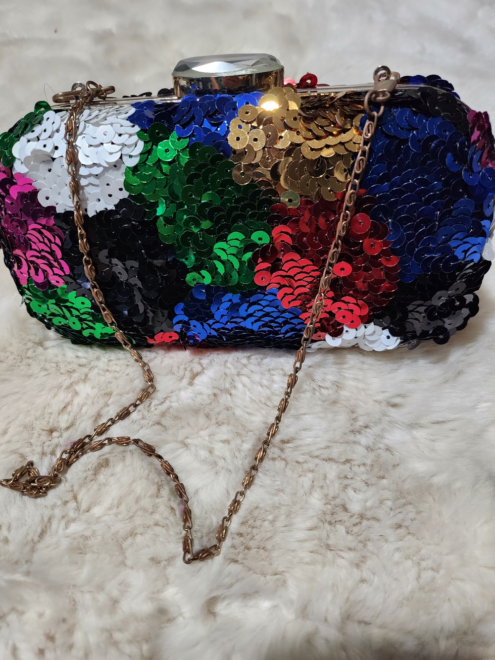 Prismatic Clutch Bag With Removable Strap Chain